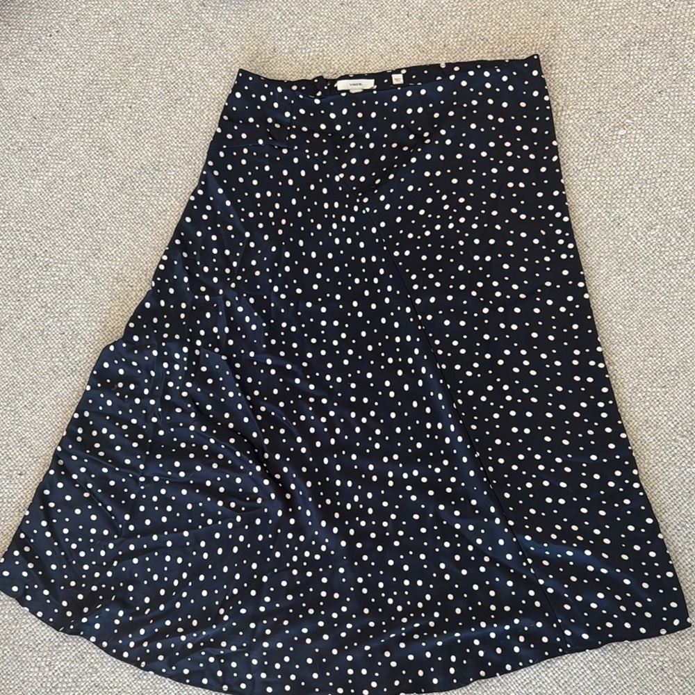 Vince Black and White Asymmetrical Midi Skirt